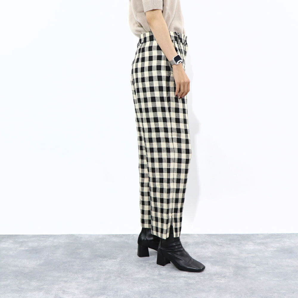 Max Mara ロングパンツ ブラック ギンガムチェック ストレートパンツ 91311432