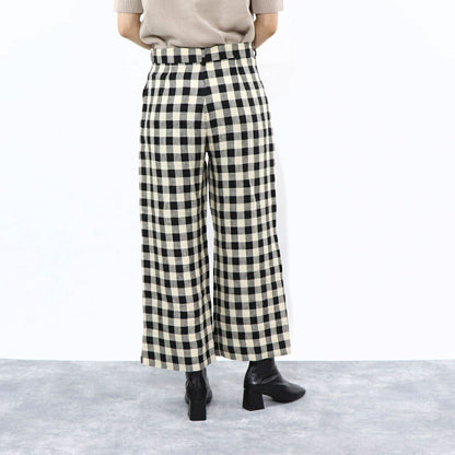 Max Mara ロングパンツ ブラック ギンガムチェック ストレートパンツ 91311432