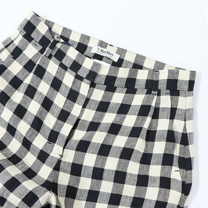 Max Mara ロングパンツ ブラック ギンガムチェック ストレートパンツ 91311432