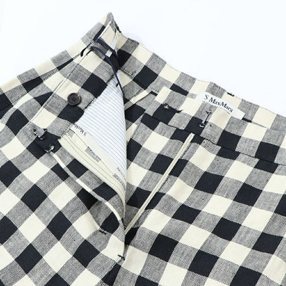 Max Mara ロングパンツ ブラック ギンガムチェック ストレートパンツ 91311432