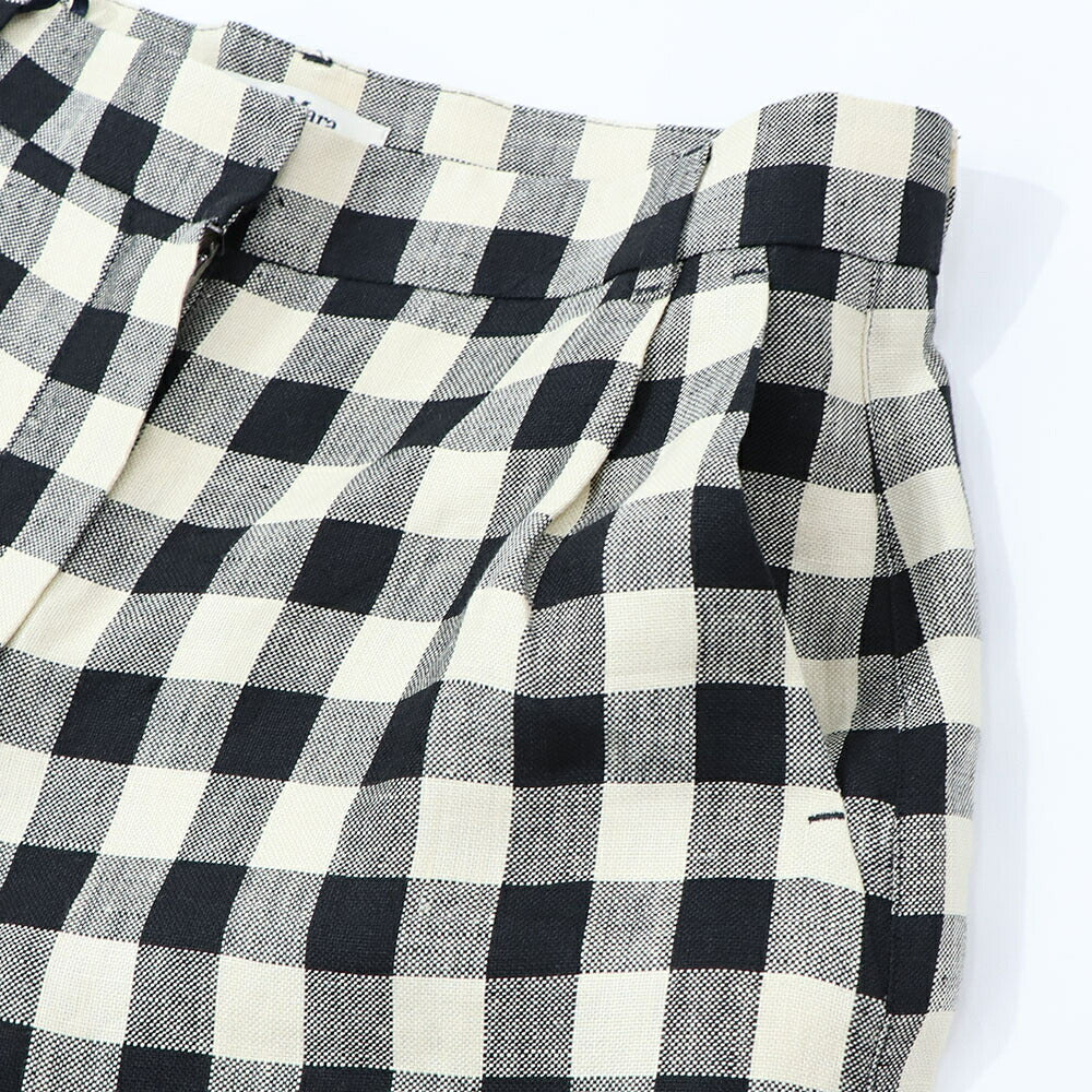 Max Mara ロングパンツ ブラック ギンガムチェック ストレートパンツ 91311432