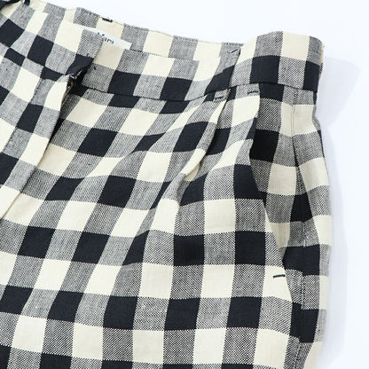 Max Mara ロングパンツ ブラック ギンガムチェック ストレートパンツ 91311432