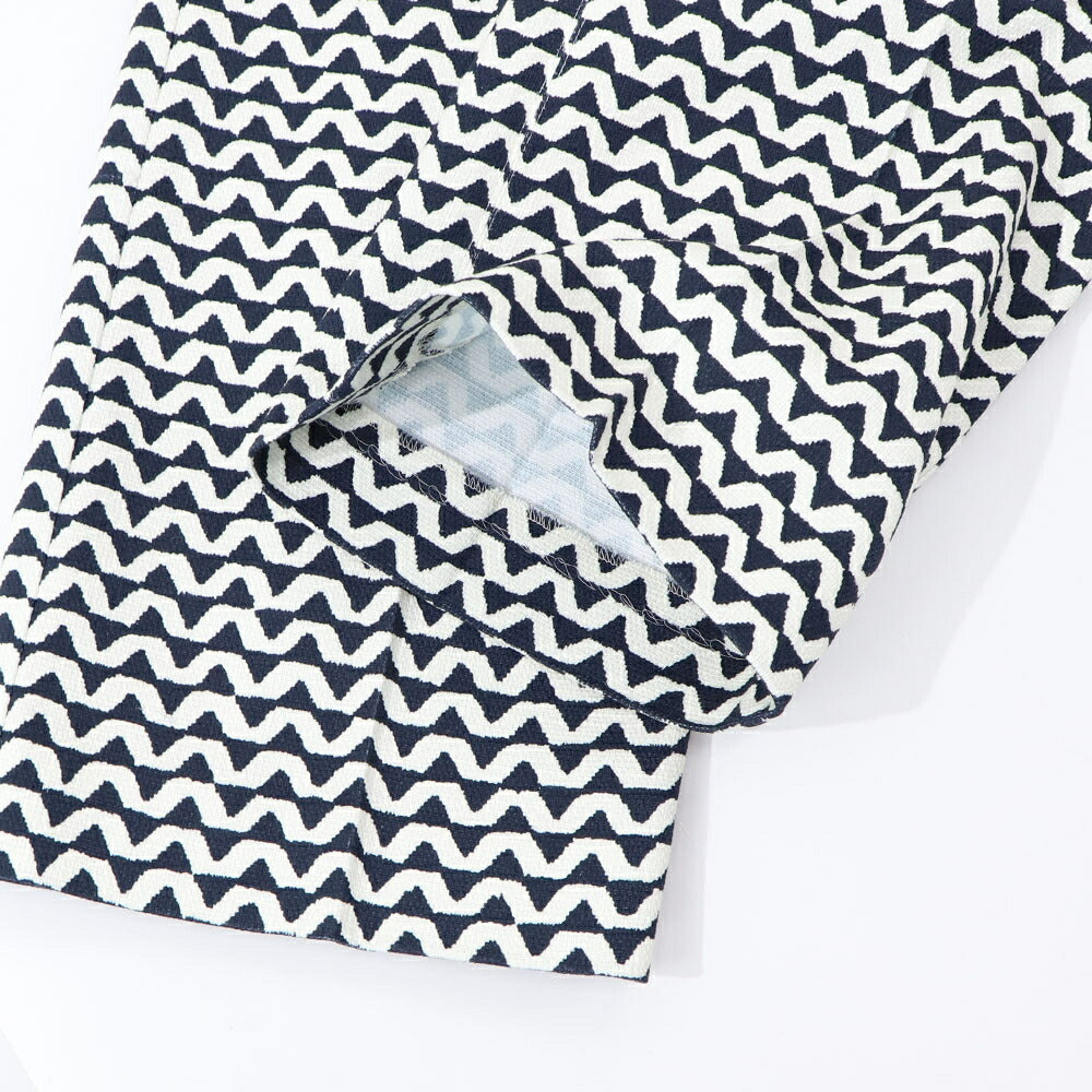 Max Mara ロングパンツ ネイビー×ホワイト プリントパンツ 幾何学模様 テーパードパンツ 91311732