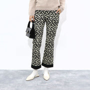 Max Mara ロングパンツ ブラック×クリーム 幾何学模様