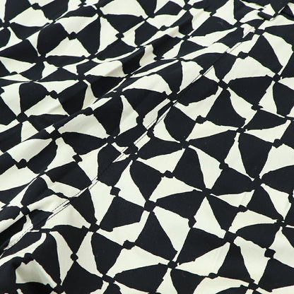 Max Mara ロングパンツ ブラック×クリーム 幾何学模様