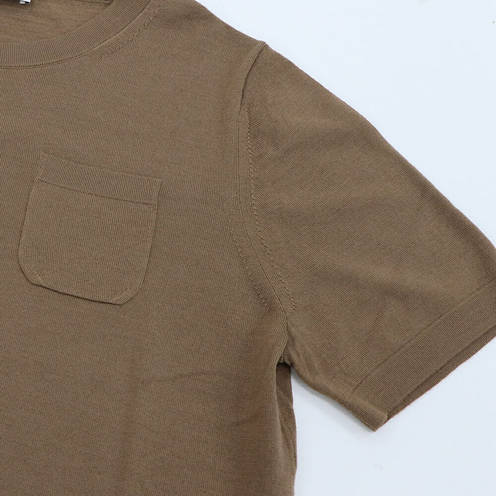 Max Mara Tシャツ ブラウン ウール クルーネック ニット パッチポケット 半袖 29366021