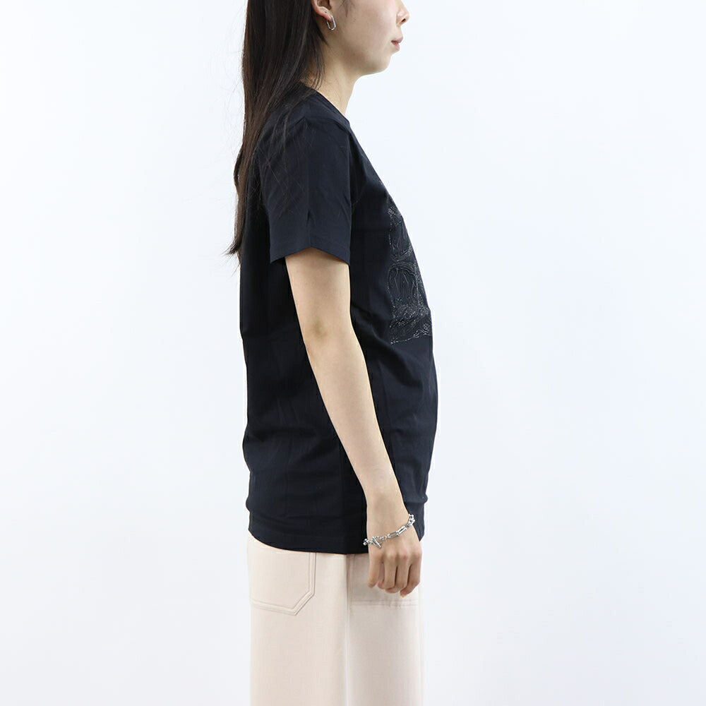 Max Mara Tシャツ ブラック FARAD クルーネック ロゴ ラインストーン 半袖 21946032