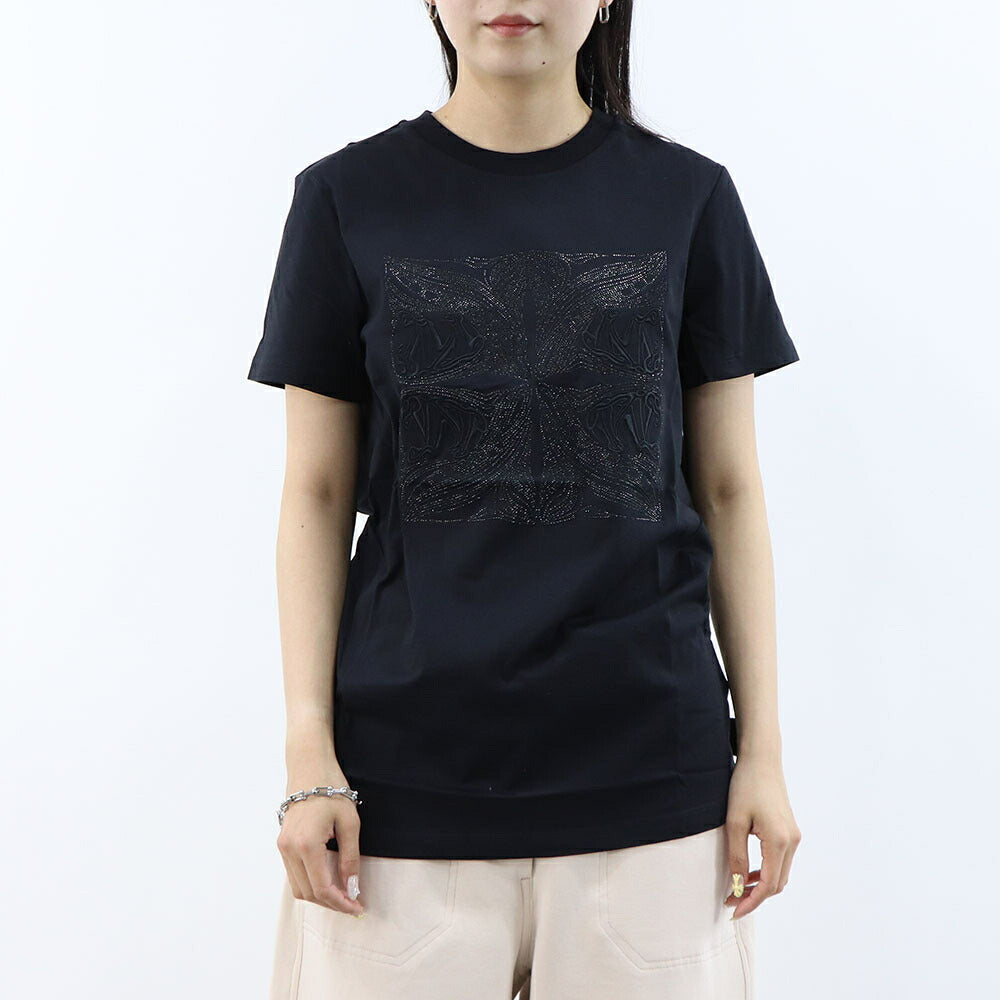 Max Mara Tシャツ ブラック FARAD クルーネック ロゴ ラインストーン 半袖 21946032