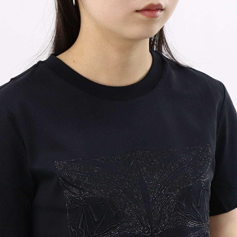 Max Mara Tシャツ ブラック FARAD クルーネック ロゴ ラインストーン 半袖 21946032