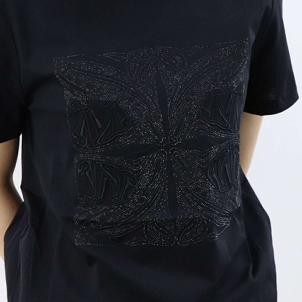 Max Mara Tシャツ ブラック FARAD クルーネック ロゴ ラインストーン 半袖 21946032