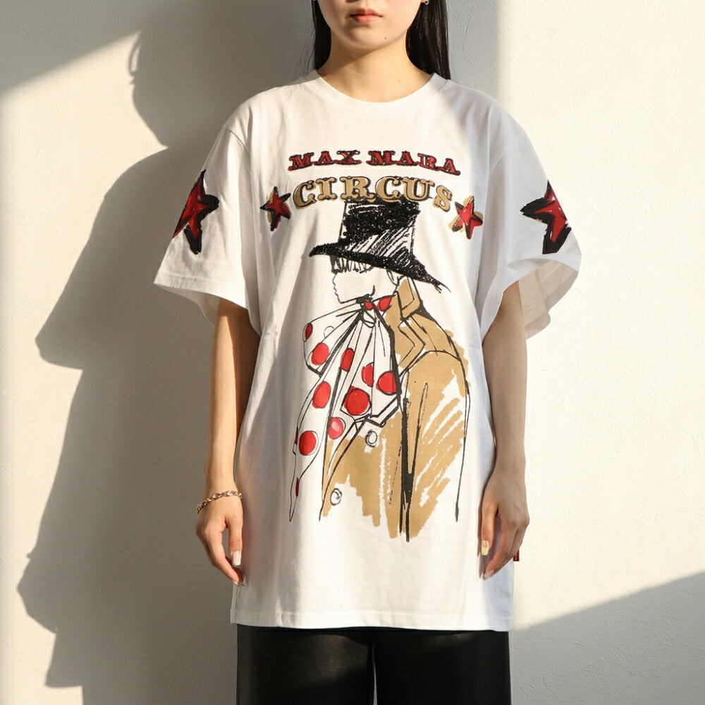 Max Mara Tシャツ ホワイト サーカス グラフィックプリント スパンコール  21946031