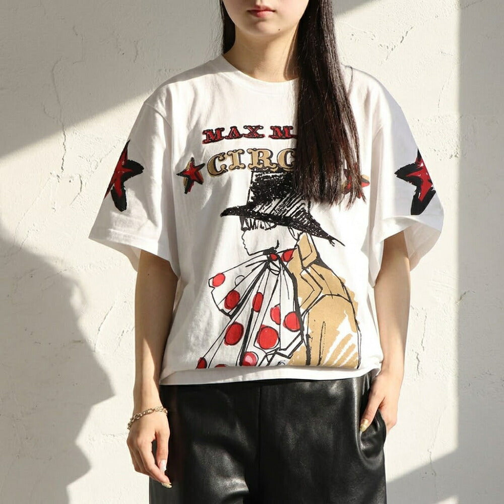Max Mara Tシャツ ホワイト サーカス グラフィックプリント スパンコール  21946031