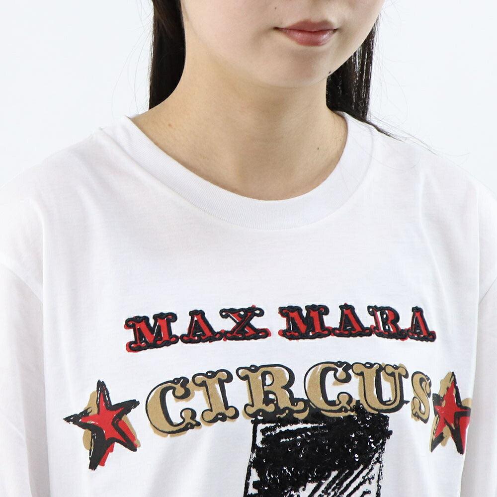 Max Mara Tシャツ ホワイト サーカス グラフィックプリント スパンコール  21946031