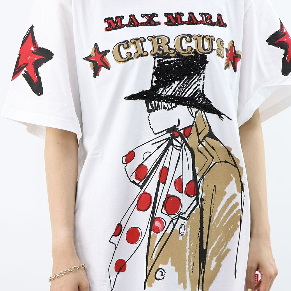 Max Mara Tシャツ ホワイト サーカス グラフィックプリント スパンコール  21946031