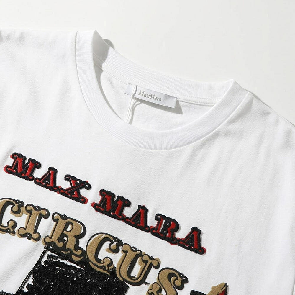 Max Mara Tシャツ ホワイト サーカス グラフィックプリント スパンコール  21946031