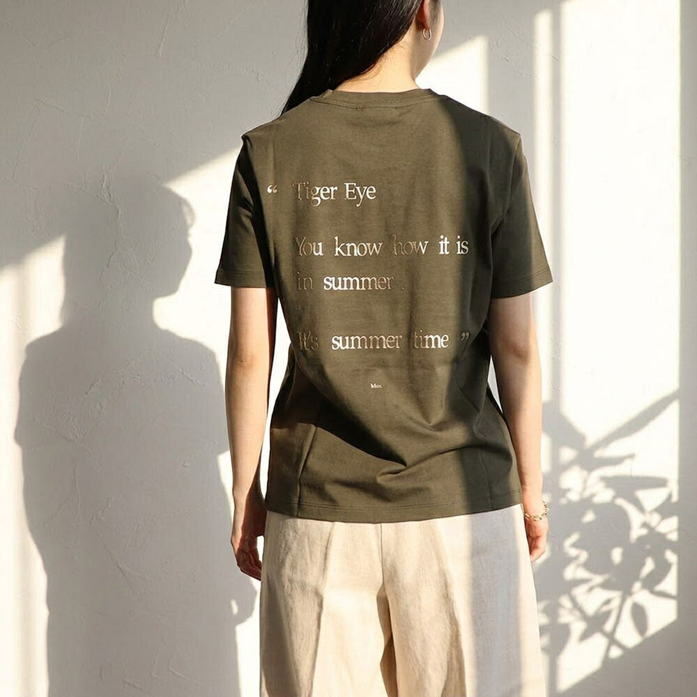 Max Mara Tシャツ オレンジ カーキ バックプリント クルーネック ロゴ 半袖 19971033