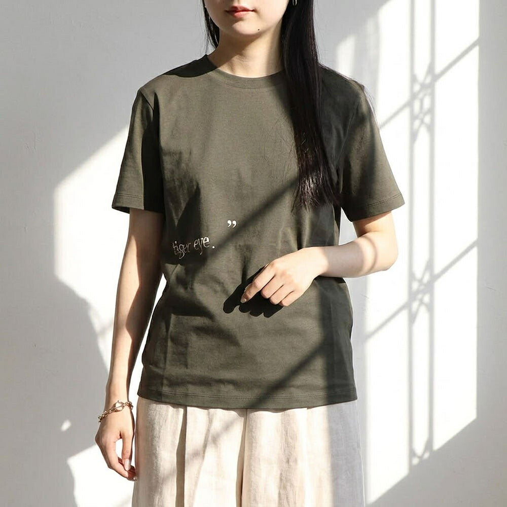 Max Mara Tシャツ オレンジ カーキ バックプリント クルーネック ロゴ 半袖 19971033