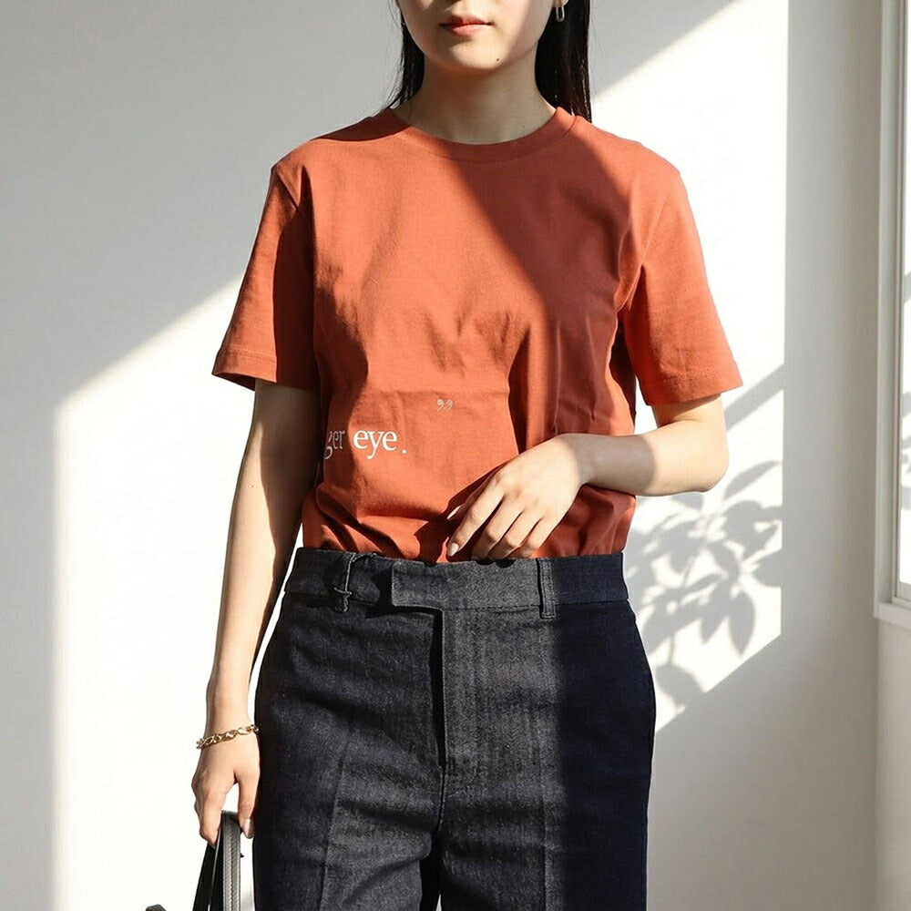 Max Mara Tシャツ オレンジ カーキ バックプリント クルーネック ロゴ 半袖 19971033