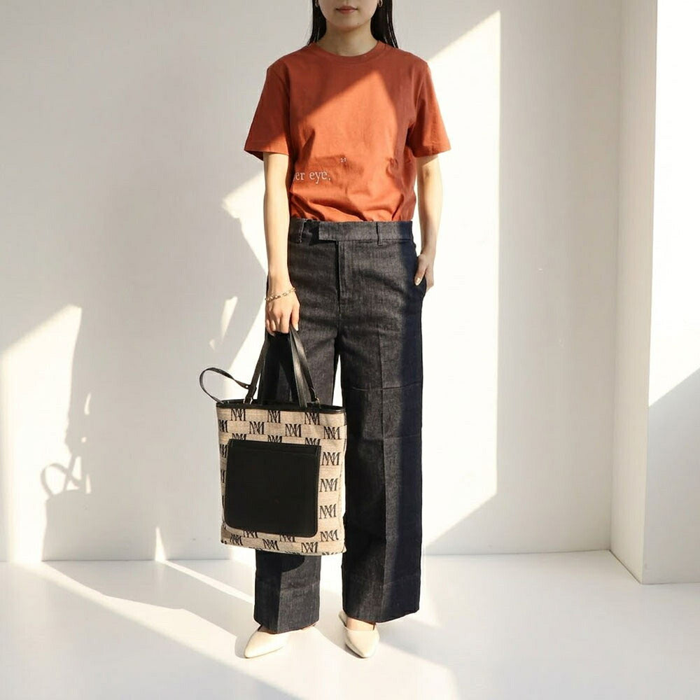 Max Mara Tシャツ オレンジ カーキ バックプリント クルーネック ロゴ 半袖 19971033