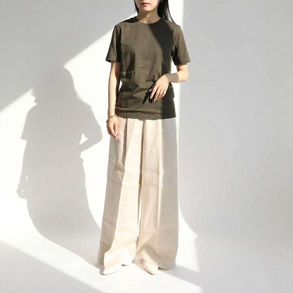 Max Mara Tシャツ オレンジ カーキ バックプリント クルーネック ロゴ 半袖 19971033