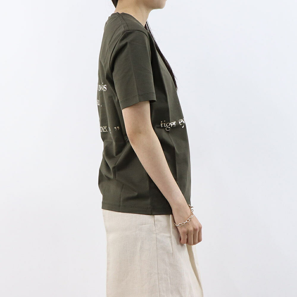 Max Mara Tシャツ オレンジ カーキ バックプリント クルーネック ロゴ 半袖 19971033