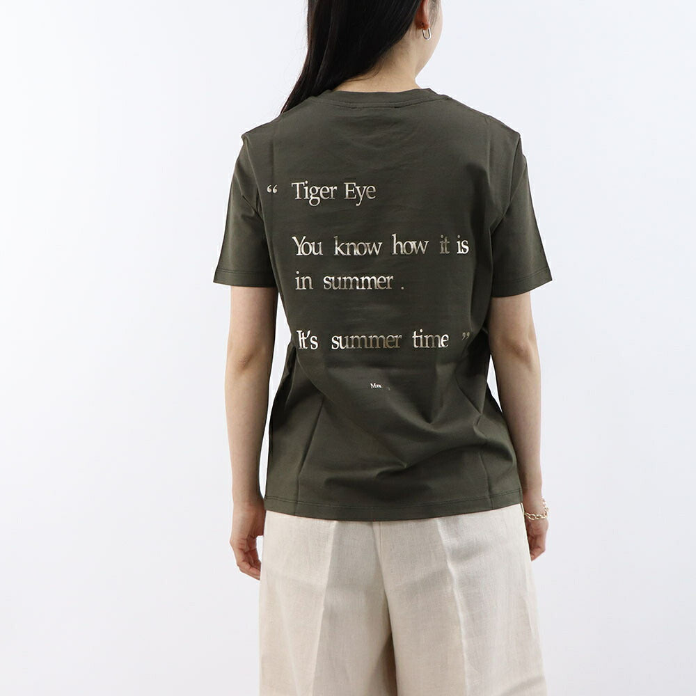 Max Mara Tシャツ オレンジ カーキ バックプリント クルーネック ロゴ 半袖 19971033