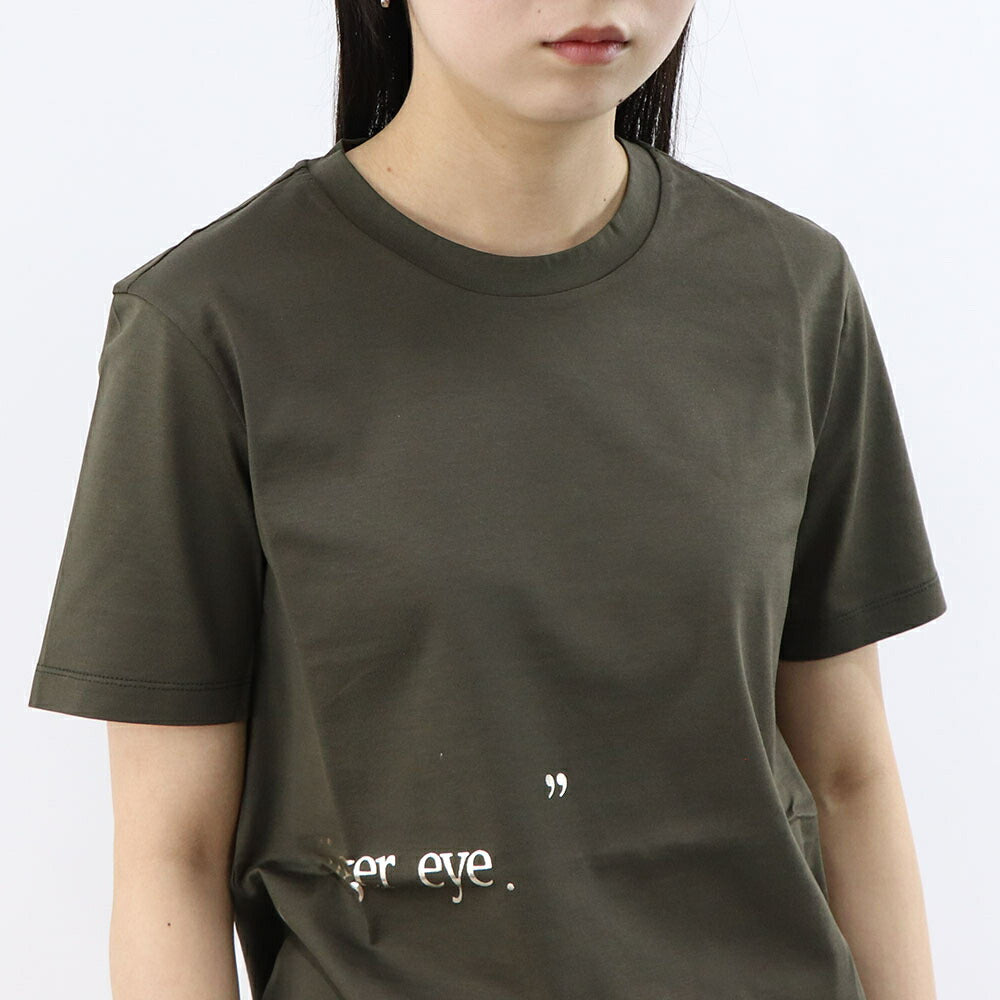 Max Mara Tシャツ オレンジ カーキ バックプリント クルーネック ロゴ 半袖 19971033