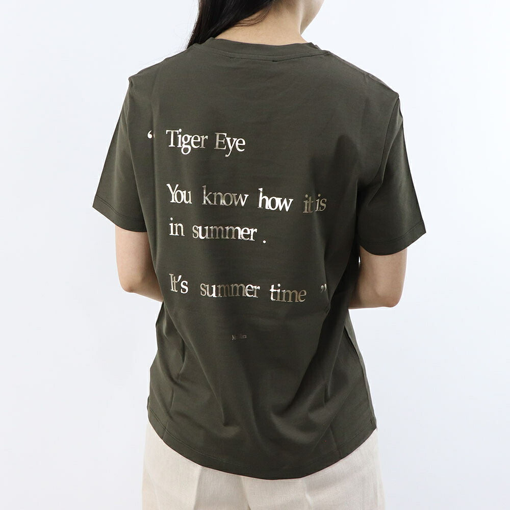 Max Mara Tシャツ オレンジ カーキ バックプリント クルーネック ロゴ 半袖 19971033