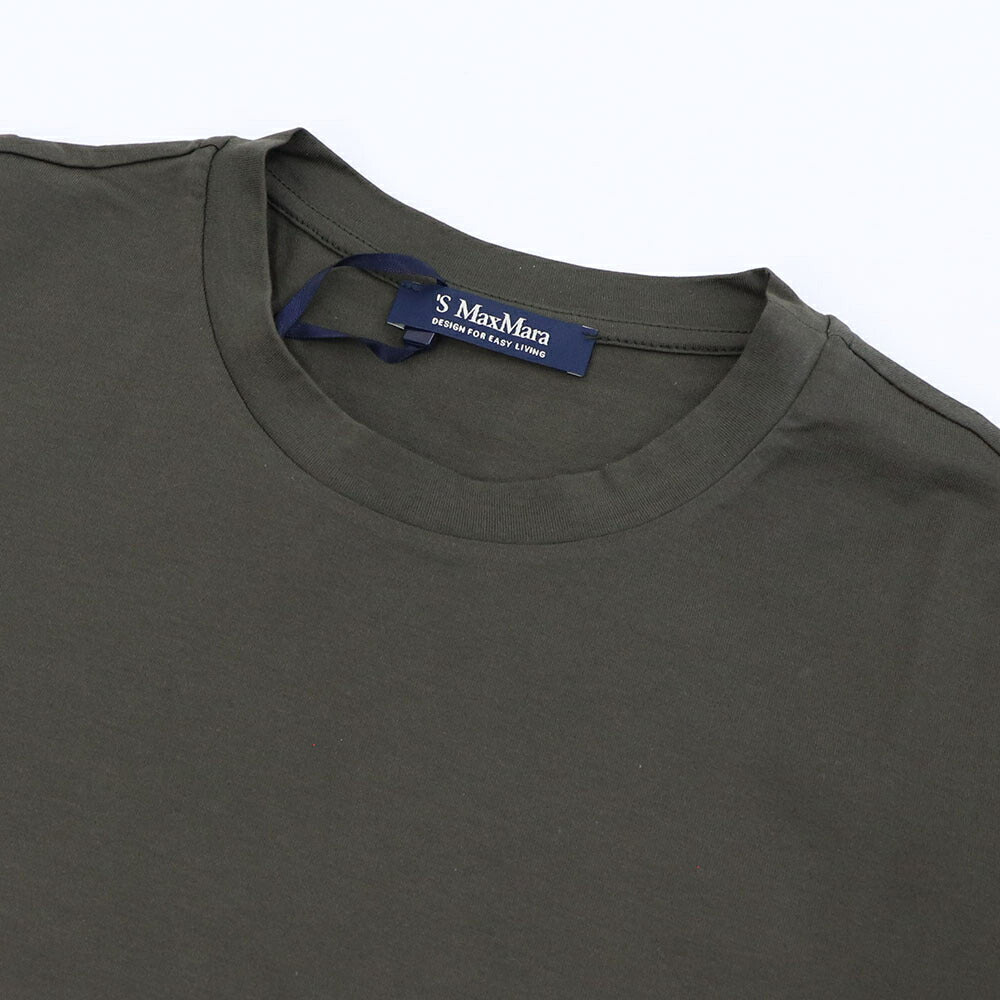 Max Mara Tシャツ オレンジ カーキ バックプリント クルーネック ロゴ 半袖 19971033