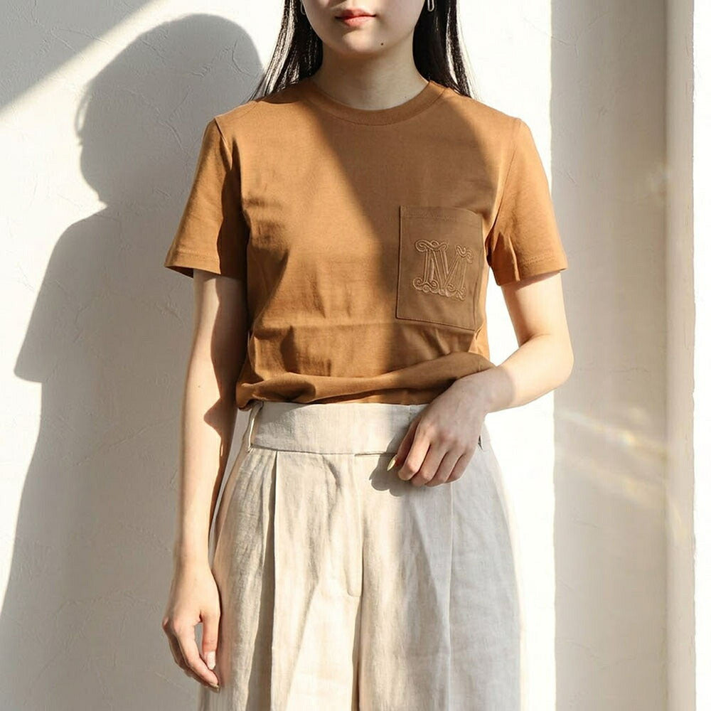 Max Mara Tシャツ ブラウン クルーネック Mモノグラム  半袖 11941032