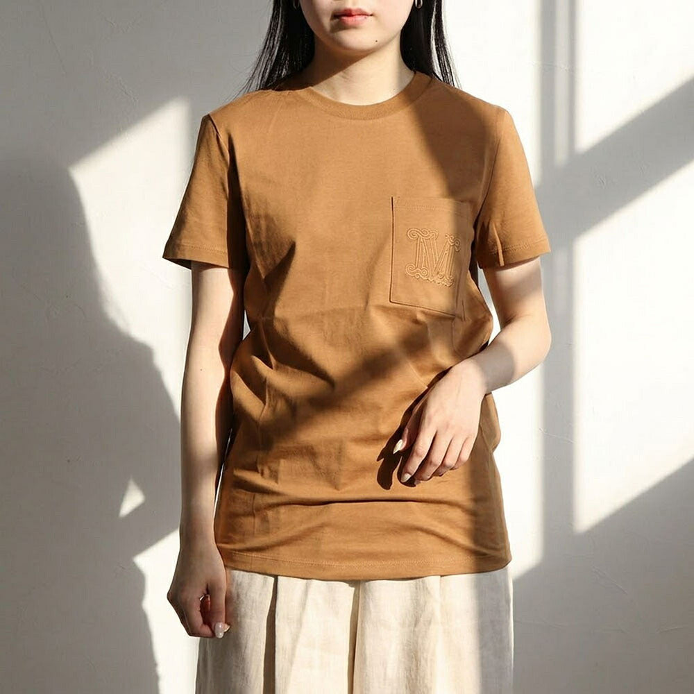 Max Mara Tシャツ ブラウン クルーネック Mモノグラム  半袖 11941032