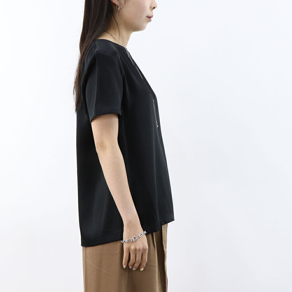 Max Mara Tシャツ ブラック REBECCA ブラウス サテン クルーネック 半袖 29166011