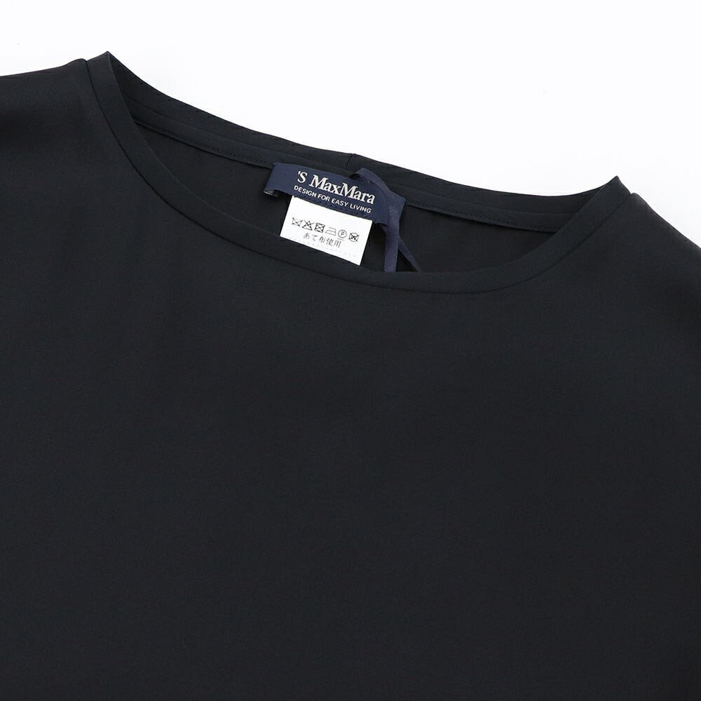 Max Mara Tシャツ ブラック REBECCA ブラウス サテン クルーネック 半袖 29166011