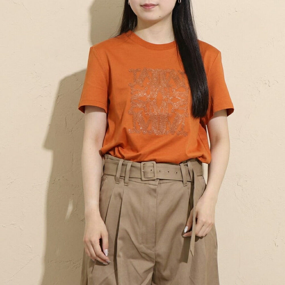Max Mara Tシャツ オレンジ コットン TAVERNA ロゴ 11941052