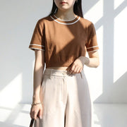 Max Mara Tシャツ ブラウン クルーネック クロップド丈 半袖 11361042