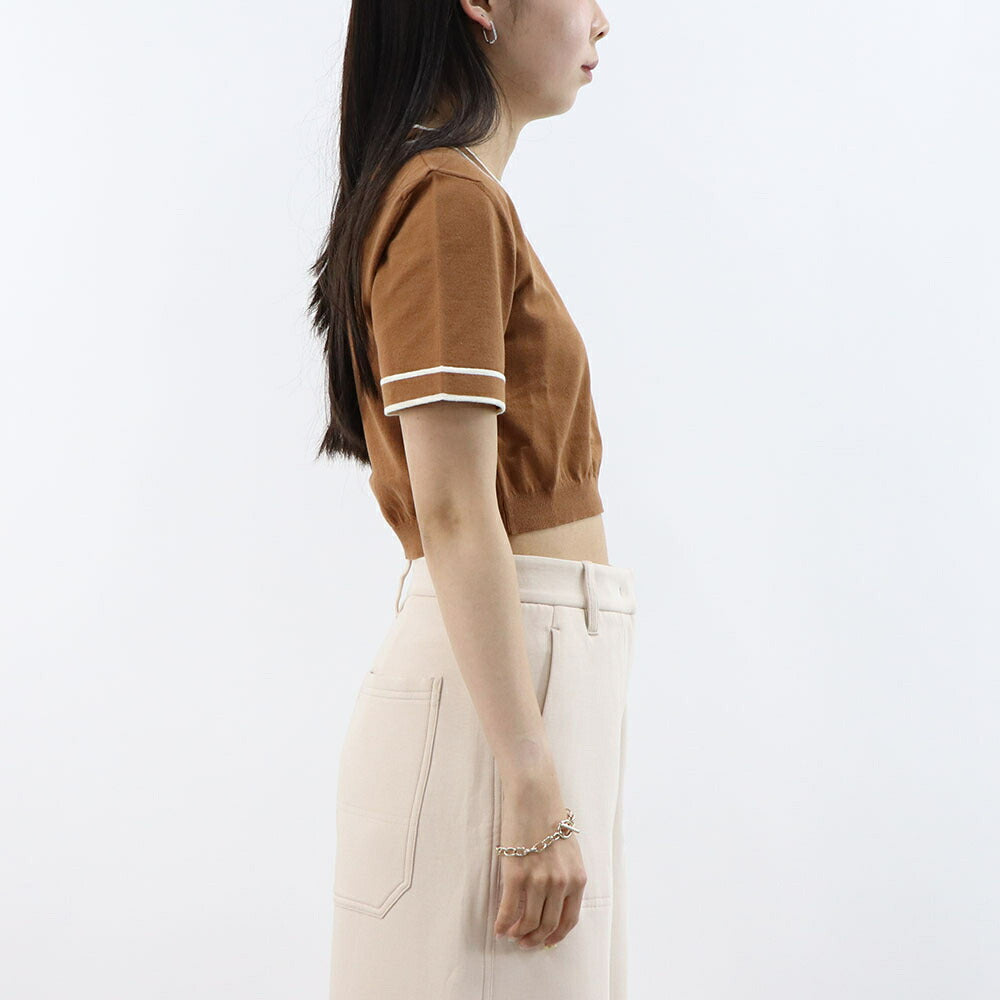 Max Mara Tシャツ ブラウン クルーネック クロップド丈 半袖 11361042
