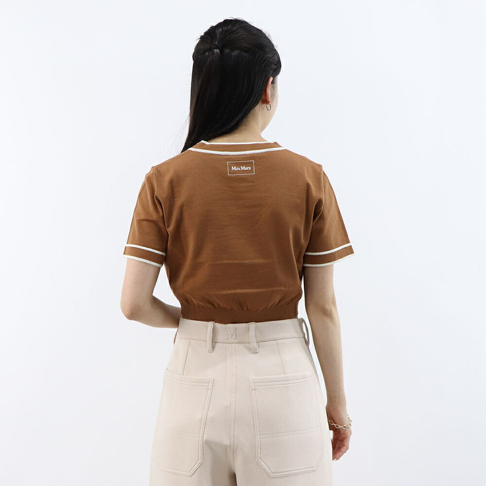 Max Mara Tシャツ ブラウン クルーネック クロップド丈 半袖 11361042