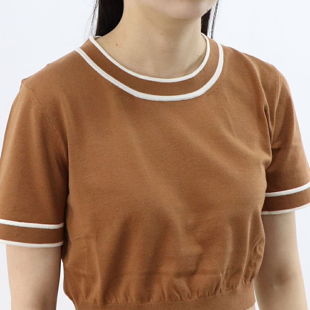 Max Mara Tシャツ ブラウン クルーネック クロップド丈 半袖 11361042