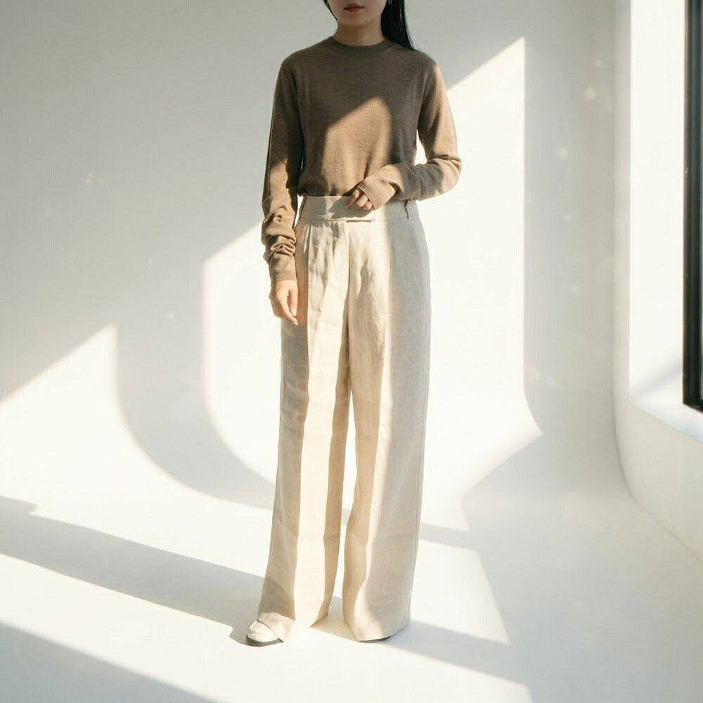 Max Mara Tシャツ ブラウン カシミヤ ニット クルーネック シンプル 長袖 21366152