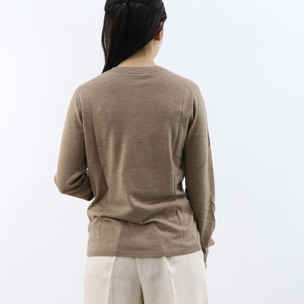 Max Mara Tシャツ ブラウン カシミヤ ニット クルーネック シンプル 長袖 21366152