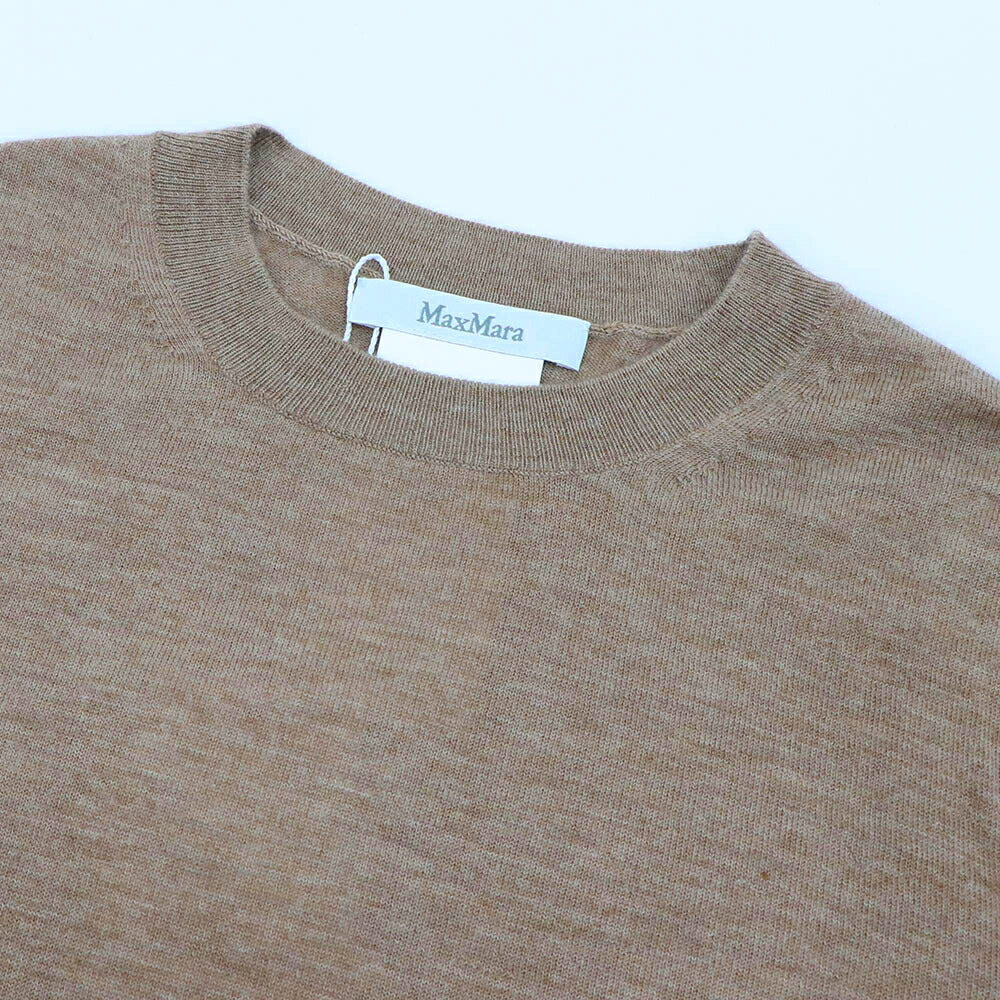 Max Mara Tシャツ ブラウン カシミヤ ニット クルーネック シンプル 長袖 21366152