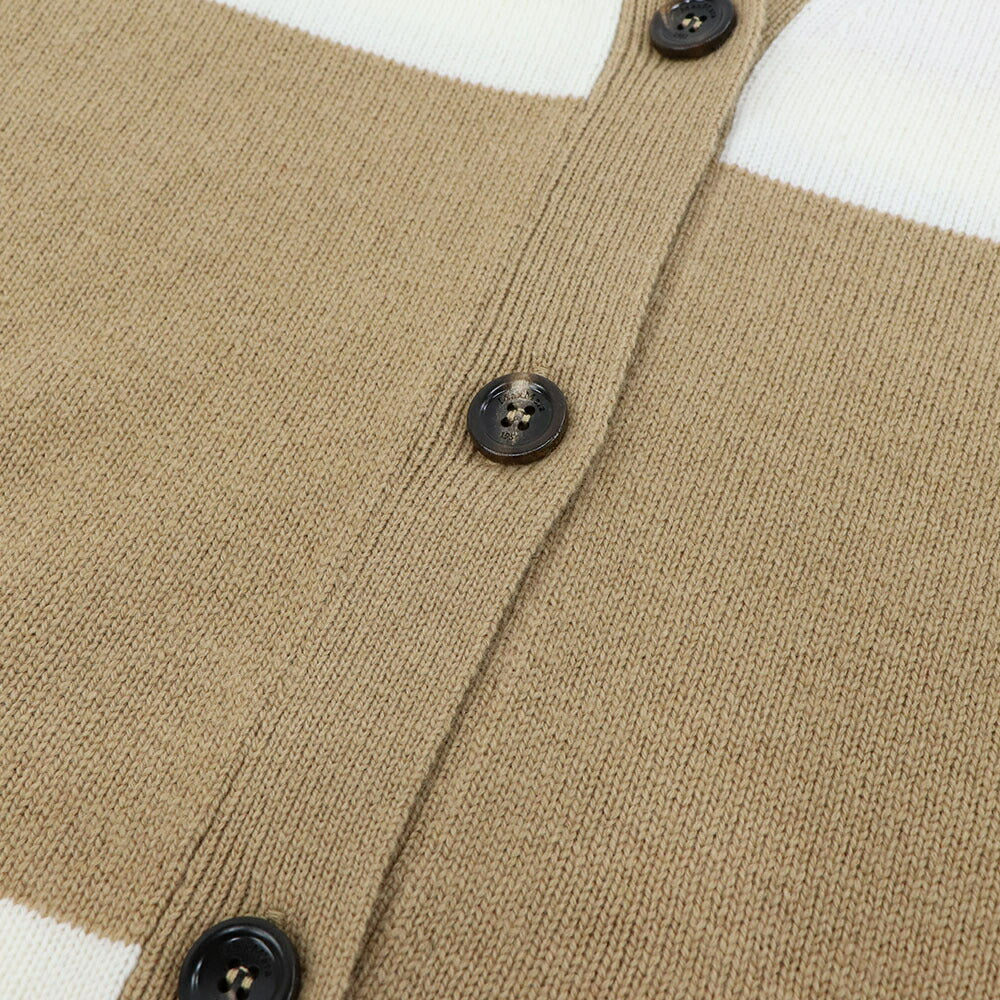 Max Mara キャメル×ホワイト レッド×キャメル Vネックカーディガン 21346031