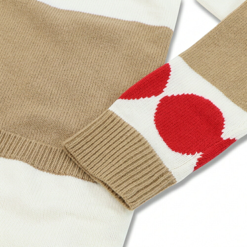 Max Mara キャメル×ホワイト レッド×キャメル Vネックカーディガン 21346031