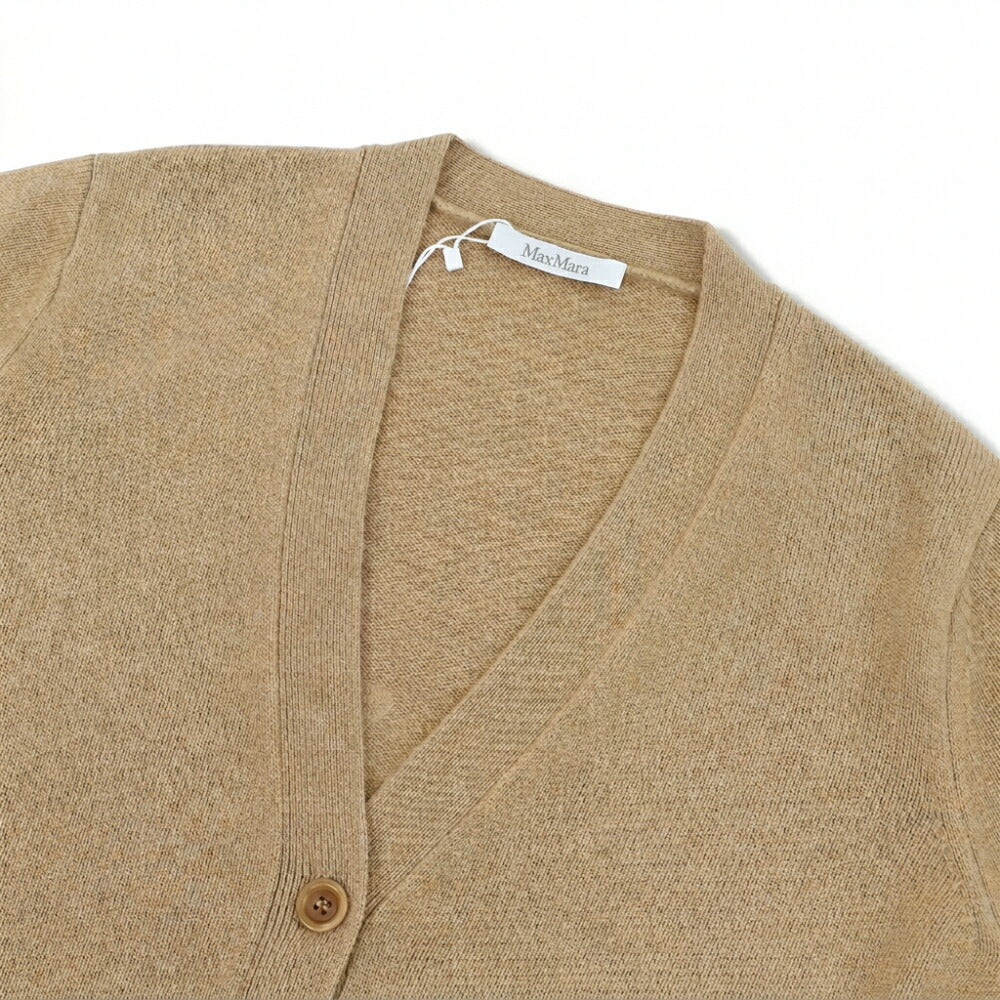Max Mara カーディガン キャメル ネイビー VILLAR バックロゴ スパンコール 刺繍 オーバーサイズ 21346052