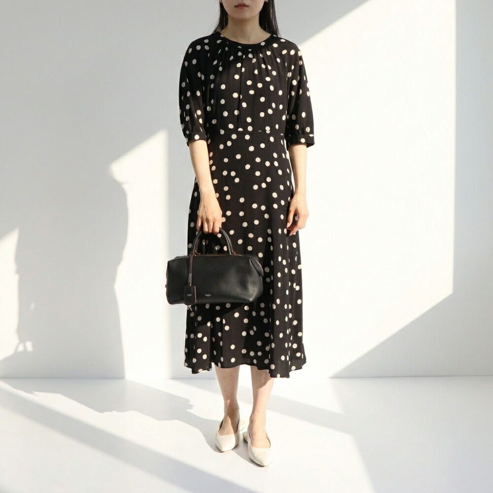 Max Mara ワンピース  ネイビー シルク ドット 水玉 総柄 DEMETRA  29226111