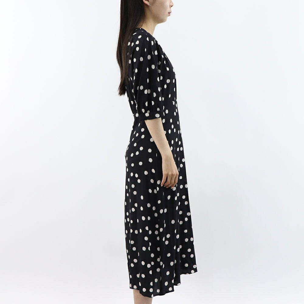 Max Mara ワンピース  ネイビー シルク ドット 水玉 総柄 DEMETRA  29226111