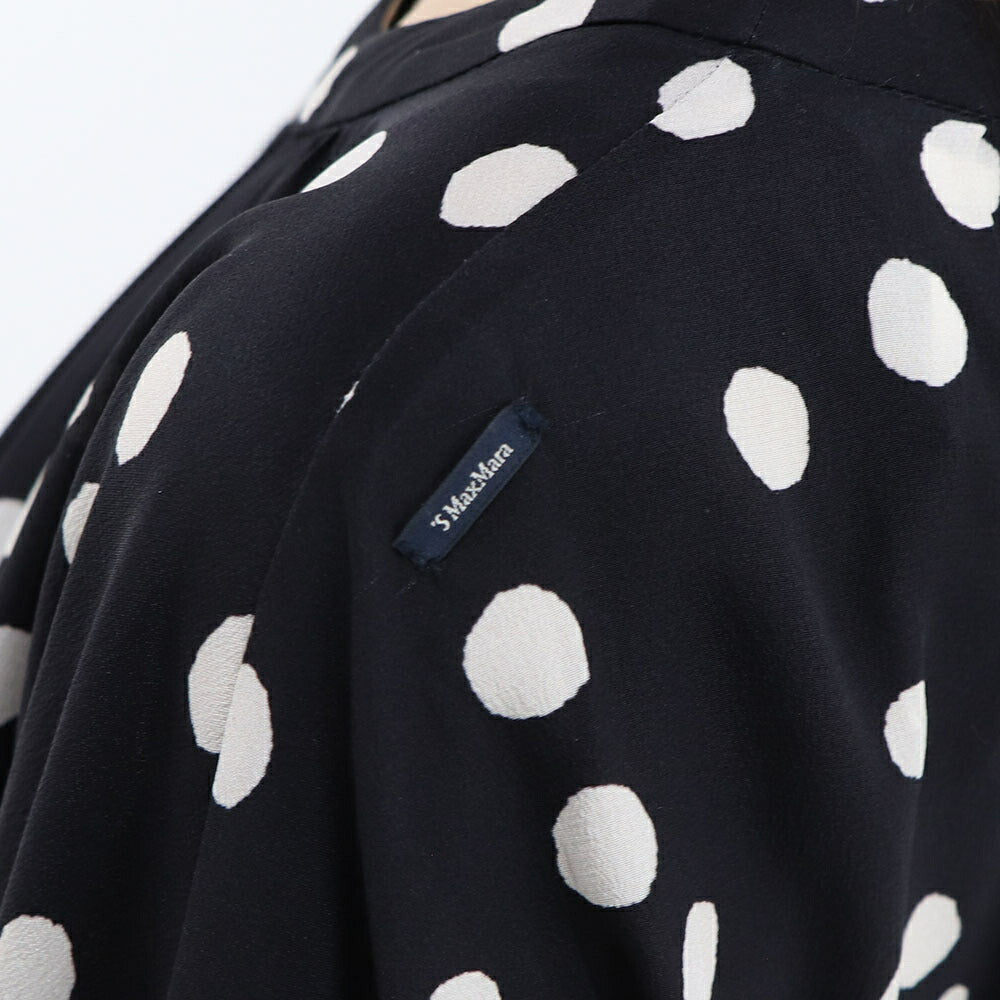 Max Mara ワンピース  ネイビー シルク ドット 水玉 総柄 DEMETRA  29226111