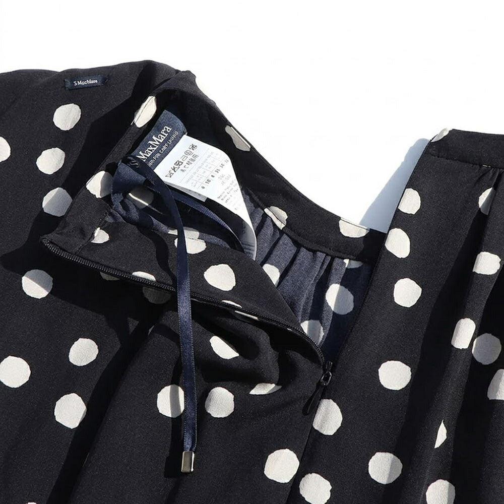 Max Mara ワンピース  ネイビー シルク ドット 水玉 総柄 DEMETRA  29226111