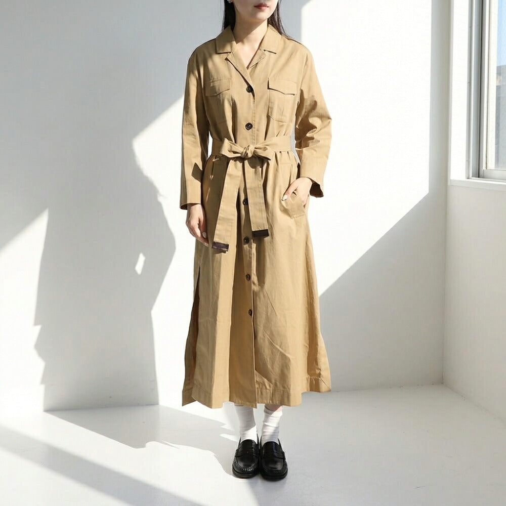 Max Mara ワンピース  キャメル シャツワンピース ベルト サファリ 19221043