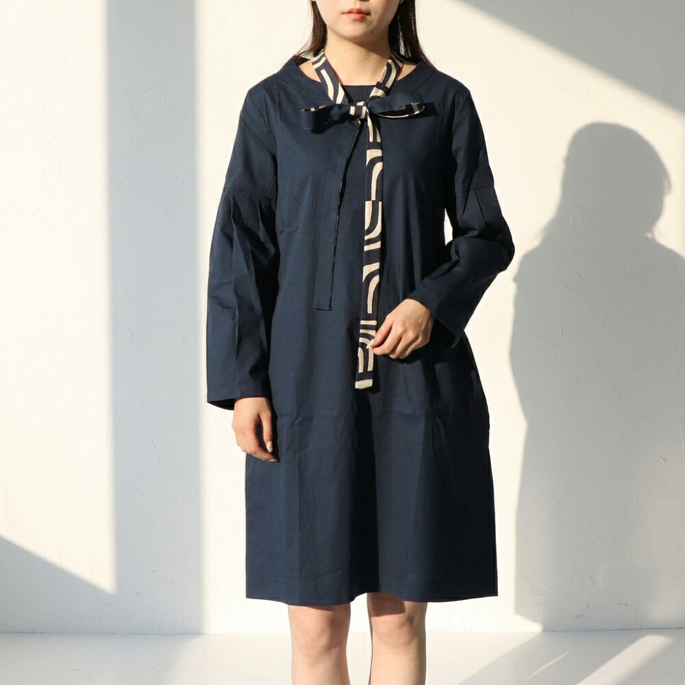 Max Mara ネイビー ミニワンピース Aライン ボウタイ リボン 19221103